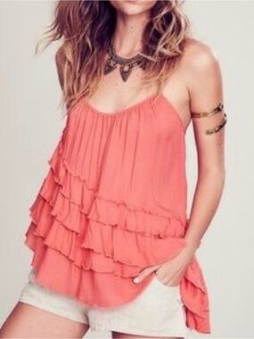 Free People Flutter By Ruffle Asymmetrical Top